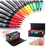 HOHUHU 100 Colores Con doble Rotuladores Punta Pincel-Ideal Para Libros Para Colorear Para Adultos- Manga- Comic…